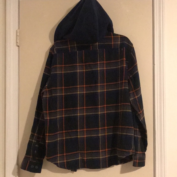 EXPRESS PLAID BUTTON DOWN HOODIE - Picture 6 of 7